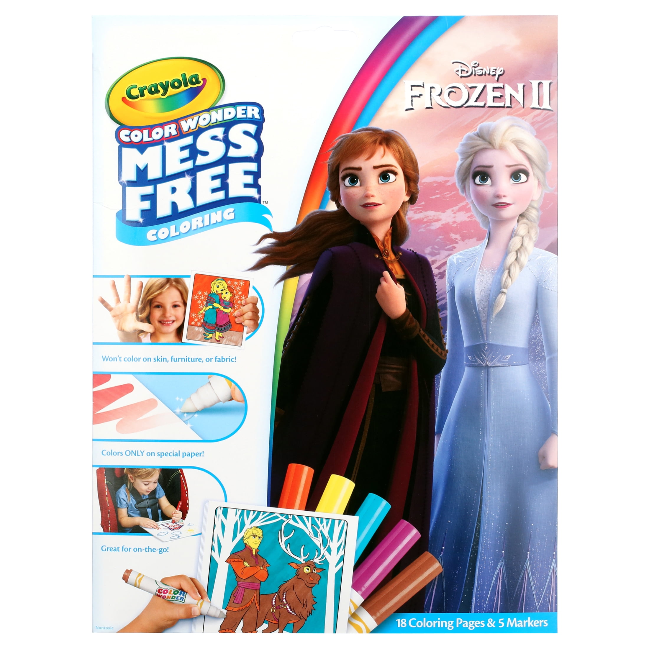 Crayola Color Wonder Mess Free Frozen 2 Coloring Set, 18 Pgs, Preschool Supplies, Arts and Crafts, Travel Activity, Back to School Gift for Toddlers, Ages 3+