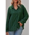 thumbnail image 1 of Women's Green Long Sleeve Button Fuzzy Polka Dot Shirt, 1 of 10