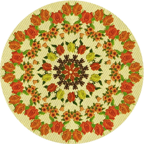 Ahgly Company Indoor Round Patterned Sedona Brown Area Rugs, 5' Round