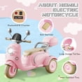 thumbnail image 3 of HomePerch 12V Kids Ride On Electric Motorcycle for Girls, 3-Wheel Toddler Motorbike with Bluetooth MP3 Music, Battery Powered Ride On Toy with LED Lights, for Kids Ages 3-6, Pink, 3 of 8