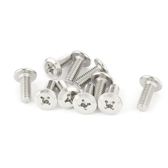 Uxcell M6 x 15mm Crosshead Flat Head Countersunk Bolts Machine Screws 10 Pack Metal