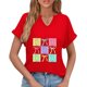 thumbnail image 5 of Corto para las Mujeres Casual Verano 2025 Pascua Impresión V-Cuello Camiseta, Ligero 95% Poliéster 5% Spandex Top para Toda la Temporada Hogar Y Diario, 5 of 7