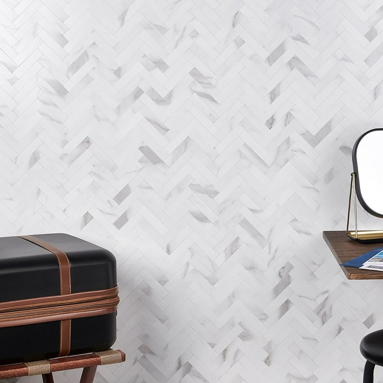 Bond Tile Easy Luxe Herringbone Calacatta 10.31 in. x 10.31 in. SPC Peel and Stick Tile (0.73 Sq. Ft. / Sheet) Bond Tile Easy Luxe Herringbone Calacatta 10.31 in. x 10.31 in. SPC Peel and Stick Tile (0.73 Sq. Ft. / Sheet)