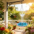 thumbnail image 5 of Solar Hanging Bird Bath Fountain, 18" Blue Glass Tray with 4 Nozzles, 2-in-1 Feeder, 5 of 6
