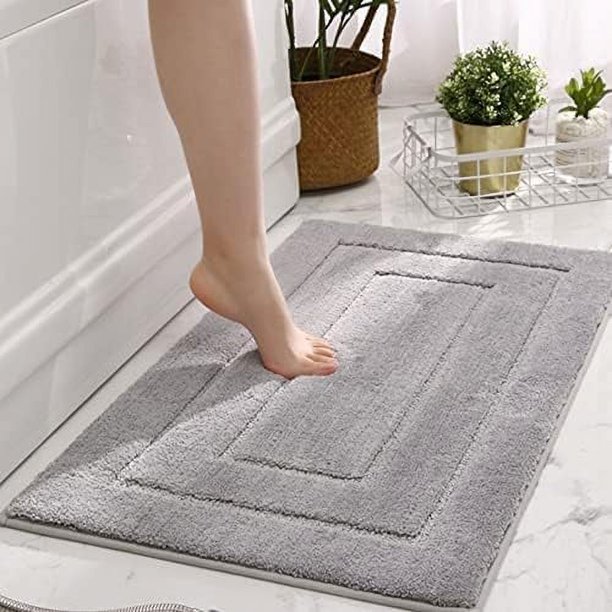 Kunmingshisd Toys Alfombras de baño grises, alfombrillas de baño antideslizantes, súper suaves y absorbentes de agua, alfombras de baño de microfibra, lavables a máquina, alfombras de baño para suelo