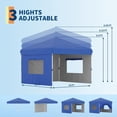 thumbnail image 3 of 10x10 Ft Pop Up Canopy Tent, Outdoor Instant Canopy with 3 Removable Sidewalls, Heavy Duty Commercial Instant Shelter, Waterproof & UV Resistant, for Outdoor Events, Camping, Backyard (Blue), 3 of 8