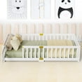 thumbnail image 2 of ABORON Twin Toddler Floor Bed, Montessori Bed for Toddlers with Safety Guardrails, Floor Bed Frame for Kids Baby Boys Girls (Twin-White), 2 of 2