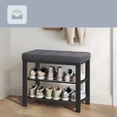 thumbnail image 3 of Pub Table and Stool Set, Space-Saving Dining Table, Square Bar Table for Party Room, Kitchen, Living Room, Brown and Black, 3 of 8