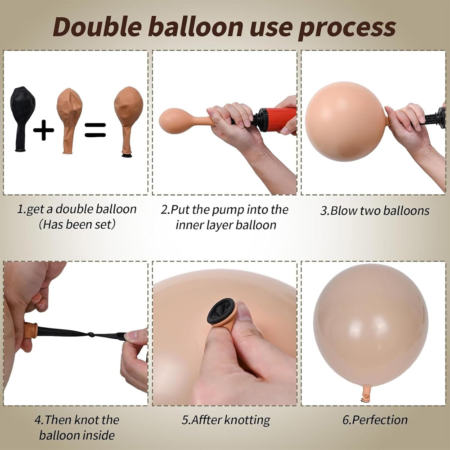 Brown Balloons, 50 PCS 12 Inch Double Stuffed Dark Brown Coffee Tan Latex Helium Party Balloons Sand White Nude  Neutral Balloon for Bear Birthday Baby Shower Wedding Thanksgiving Party Decorati