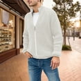 thumbnail image 2 of KKBOTIVE Men's Sweater Coat Fashion Zip Up Turtleneck Solid Color Casual Sweaters Jacket for Mens Fall Winter Outerwear, White Size: L, 2 of 4