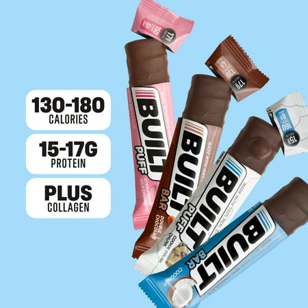 BUILT Bar Protein Bar, Gluten Free, Low Sugar, Variety Pack, 12 Bar Box