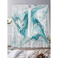 thumbnail image 3 of White Teal Marble Sheer Curtains 84 Inch Length 2 Panels Set, Modern Abstract Art Marble Fluid Voile Window Treatment Rod Pocket Curtains Sheers Drapes for Bedroom/Living Room/Kitchen 52"x84"x2, 3 of 7