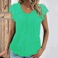 thumbnail image 2 of YOTMKGDO Summer Outfits for Women, Womens Short Sleeve Tops, Womens Tops Dressy Casual Shirred V Neck T Shirts Ruffle Sleeve Tops Summer Fashion T Shirt, Plain T Shirts for Women, S, 2 of 4