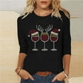 thumbnail image 2 of Women's Christmas Clothes Sparkly Tops Rhinestones Studded Trendy Crew Neck 3/4 Sleeve Tee Shirt Casual Tshirts (XL, Black), 2 of 6
