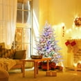 thumbnail image 2 of Costway 4.5 FT Flocked Christmas Tree with 8 Lighting Modes 160 Multi-Color LED Lights, 2 of 10