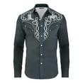 thumbnail image 4 of Western Cowboys Dress Shirts for Men Long Sleeve Button Lapel Top Casual Carnival Theme Classic Comfortable Mens Shirt Grey XXXL, 4 of 4