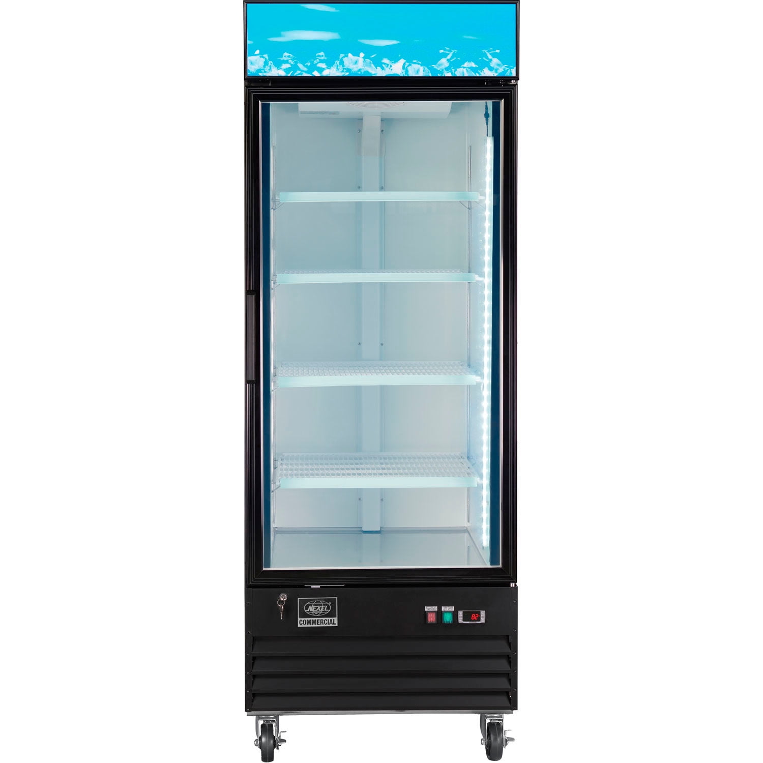 Nexel® Merchandiser Freezer, Glass Door, 23 Cu. Ft., Black