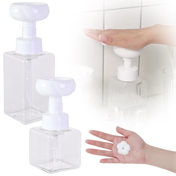 Foaming Soap Dispenser Cozival Refillable Foaming Soap Dispenser, Cute Cat Flower Shape Plastic Bottle for Liquid Hand Soap, Reusable for Bathroom & Kitchen, Hand Soap Bottle, A