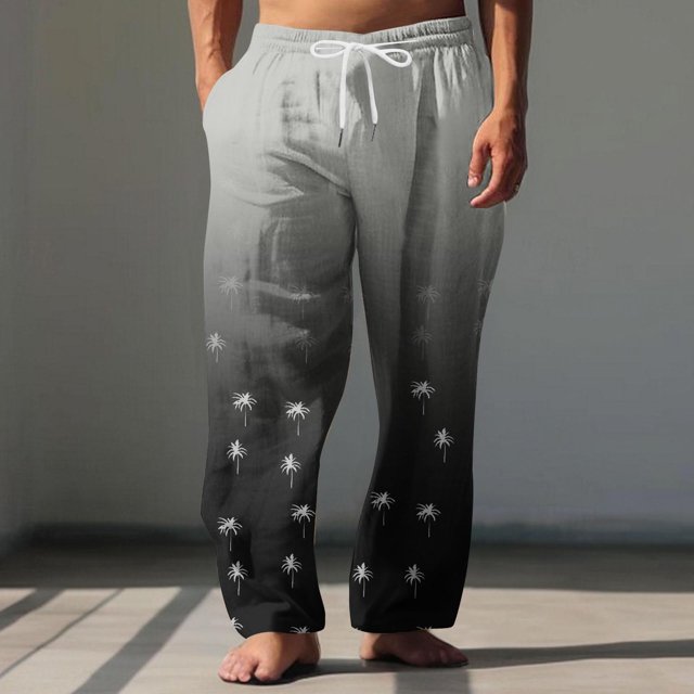 Pantalones largos para hombre, cintura elástica, transpirables, cómodos, suaves, informales, de playa, de poliéster.