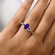 SHOP LC DELIVERING JOY Garnet Amethyst Ring 925 Sterling Silver Statement Jewelry Red Garnet Ring Purple Amethyst Rings for Women Size 5 Birthday Gifts for Women