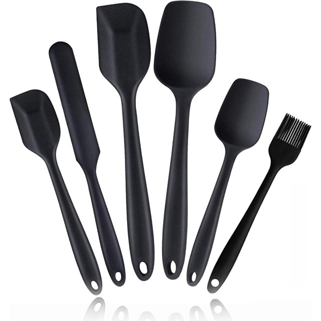 Juego de 6 espátulas de silicona resistentes al calor, espátulas antiadherentes de diseño sin costuras con núcleo de acero inoxidable, espátula de goma premium sin BPA, utensilio de cocina