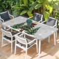 thumbnail image 2 of Grey Christmas Tree Table Cloths for 4 Foot Rectangle Tables, Snowflake Tree Xmas Patio Waterproof Elastic Fitted Tablecloths, Washable Rectangular Table Cover for Camping, 2 of 8