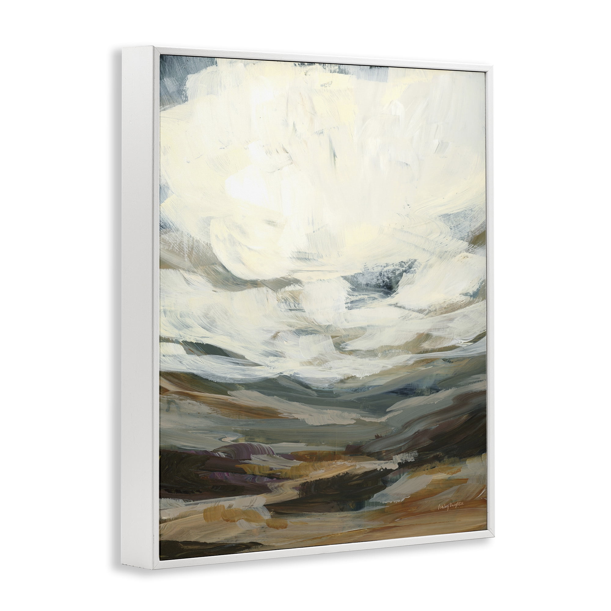 Stupell Industries Abstract Heavy Clouds Landscape Painting White Framed Art Print Wall Art, 16 x 20