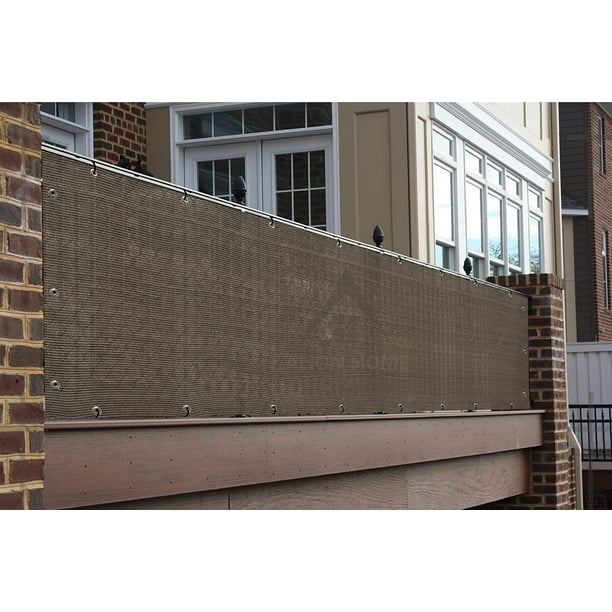 Alion Home 3 X 11 Privacy Screen Windscreen Mesh For Balcony Apartment Railing Porch Deck Pool Backyard Fence Mocha Brown Com Screen Windscreen Mesh, Privacy Fence For Apartment Patio