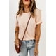 thumbnail image 3 of ABPHQTO Camiseta rosa con cuello redondo de color liso para mujer, 3 of 5