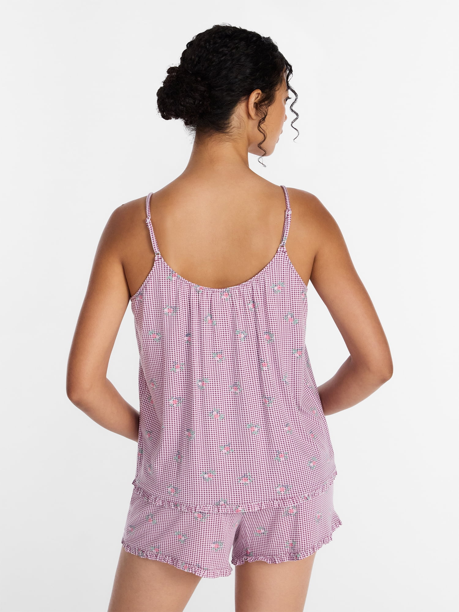 Joyspun Women’s Modal-Blend Ruffle Trim Cami and Shorts Sleepwear Set, 2-Piece, Sizes XS-3X