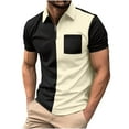 thumbnail image 2 of WREESH Men's Color Block Henley Shirts Short Sleeve Top with a Trendy Color Block Design Stand Out in Style Beige, 2 of 6
