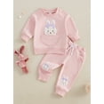 thumbnail image 2 of Suealasg Kids Girls 2Pcs Easter Clothes 6M 1T 2T 3T 4T Toddler Baby Girls Casual Spring Outfits Rabbit Print Long Sleeve Sweatshirt and Long Pants Set, 2 of 8