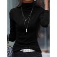 thumbnail image 3 of Long Sleeve Solid Turtleneck Slim T-Shirt for Women, Versatile for Spring & Fall, 3 of 7