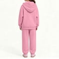 thumbnail image 6 of Amidoa Girls 2 Piece Outfits Fall Winter Clothes Fleece Solid Color Hooded Long Sleeve Sweatshirt and Pants Kids Clothing Sets Pink Size 11-12 Years, 6 of 7