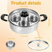 Ihvewuo Egg Poacher Cookware, Stainless Steel Poached Egg Maker Pot, Egg Poaching Pan with 4 Cups, Poached Egg Cooker Pot for Induction Cooktop Gas Cooktop 8.66x7.87x2.68in