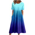 thumbnail image 1 of QIPOPIQ Robes pour Femmes avec Poches Manches Courtes Imprimé Tendance Col Rond Robe Rétro d'Été Robe Longue Offres 2023, 1 of 5