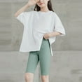 thumbnail image 5 of Kids Knee Length Leggings, High Waist Elastic Yoga Pants for Children, Stretchy Running Dance Shorts and Athletic Wear, Toddler Girls Stretch Pants for Daily Play, 3-10Y Green 110, 5 of 9