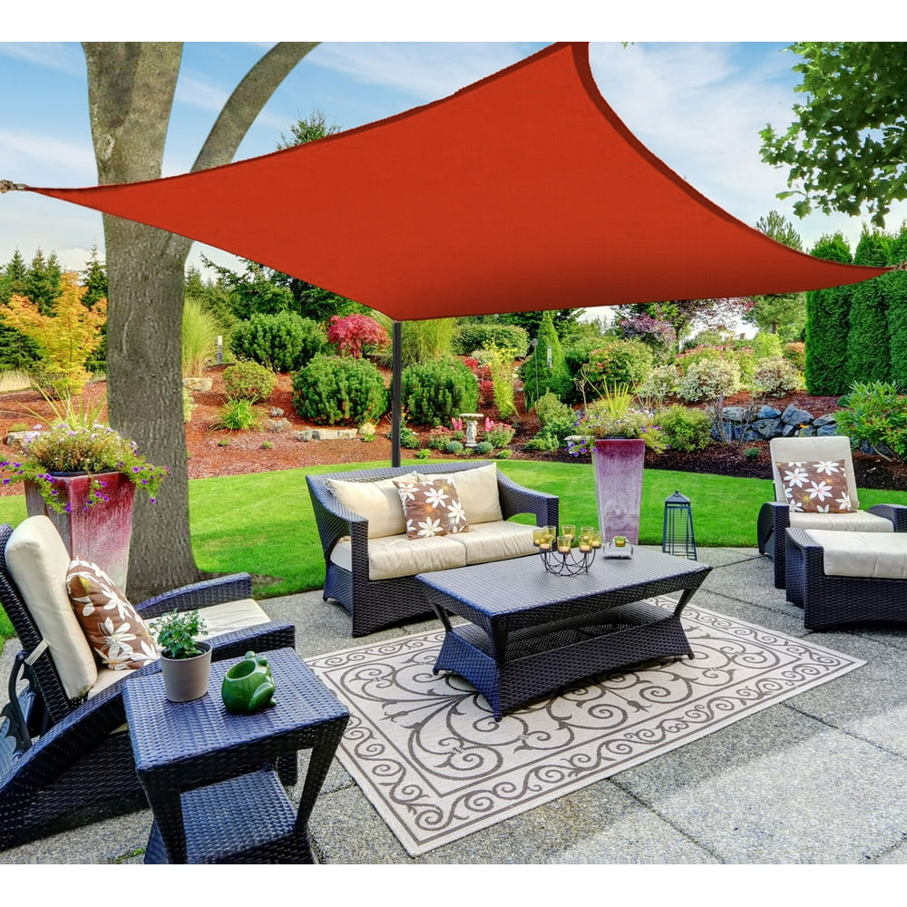 Shadesheet by Boen Sun Shade Sail Canopy, Square, Red, 18' x 18