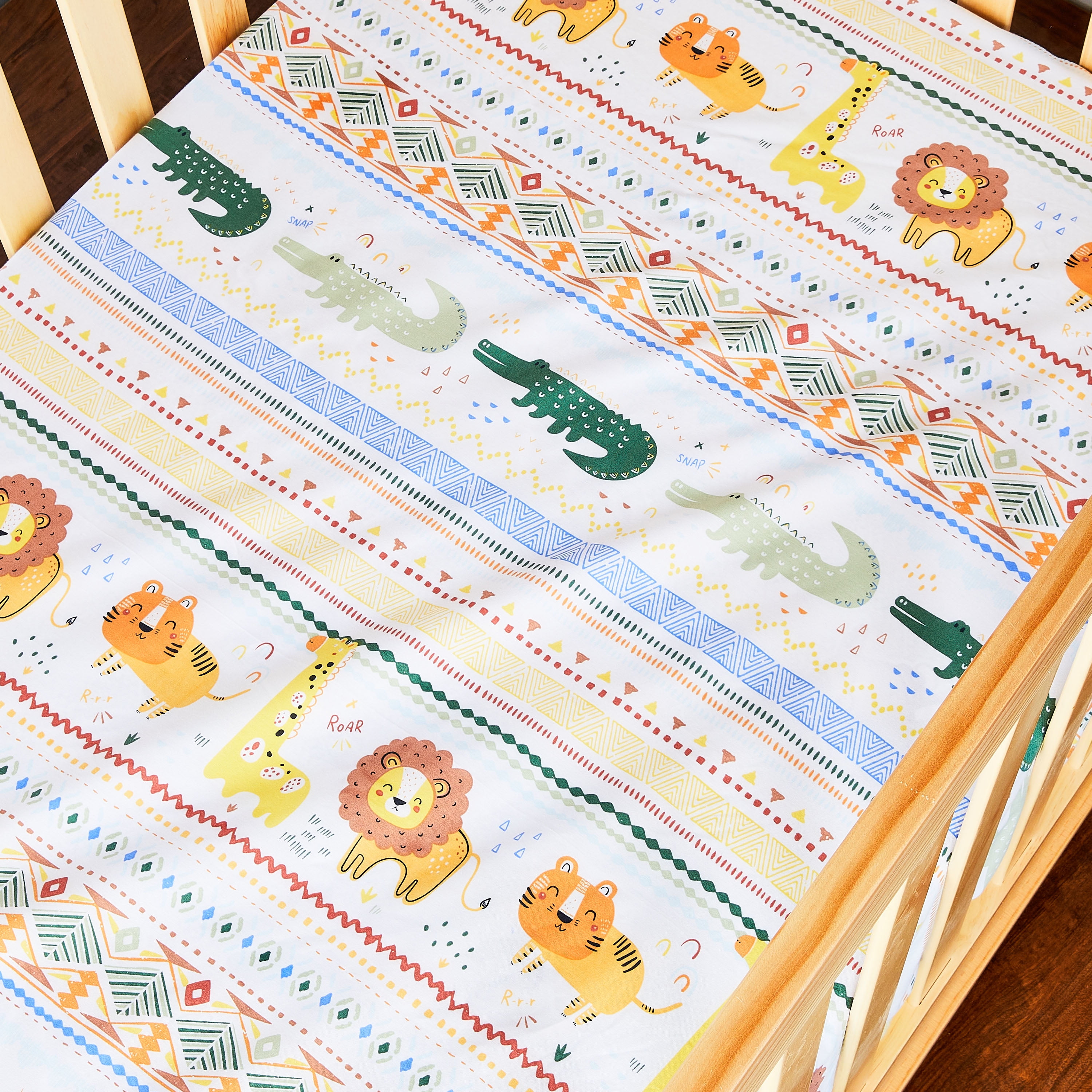Parent's Choice Cotton Fitted Crib Sheets for Baby Boys and Girls, Jungle, 2-Pack