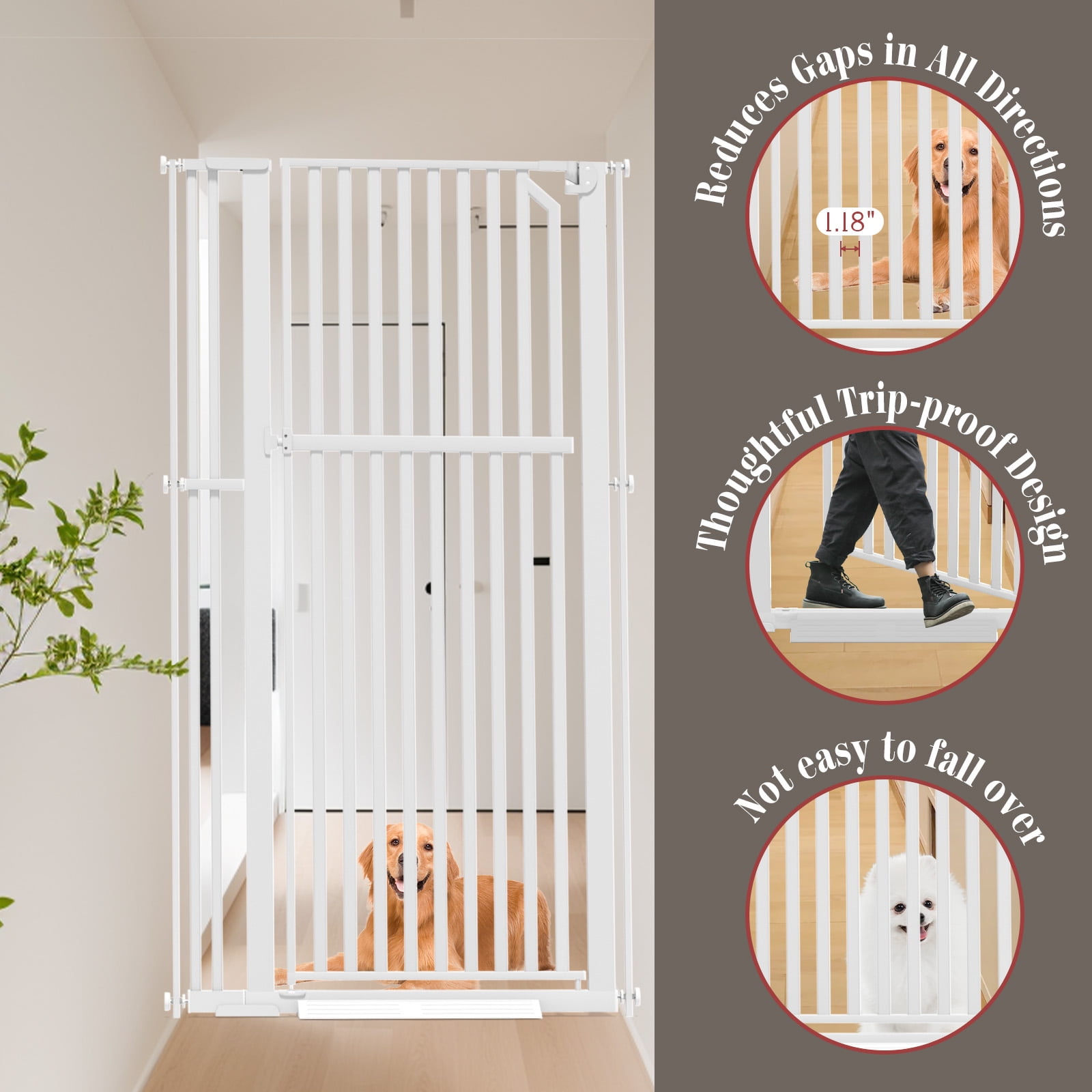 GLAF 63" Extra Tall Cat Gate - 30-37.8" Wide Extendable Cat Barrier for Doorway - Pressure Mounted Cat gate for Doorway - Auto Close Extra Tall Pet Gate - 63 inch Tall pet gate