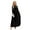 Black, variant on Women's Tie Front Round Neck Long Sleeve Maxi Dress in 100% Polyester Fabric with Slight Stretch and Sheer Detail