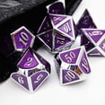 thumbnail image 3 of Haxtec Metal Dnd Dados Púrpura Plata con Bolsa de Dados de Cuero Pu Juego de Dados D&D para Regalos de Dragones y Mazmorras de RPG Ttrpgs-Plata Púrpura Real, 3 of 5