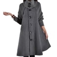 thumbnail image 2 of Joernso Women's Wool Coat Turtleneck Slim Fit Overcoat Autumn Winter Single Breasted Long Coat for Outdoor Work Party, 2 of 8