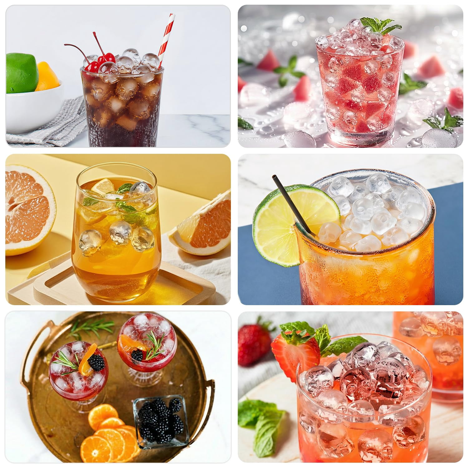 Festive Halloween Drink Ice Mold Unique Skull Shaped Silicone Ice Cube Maker Set