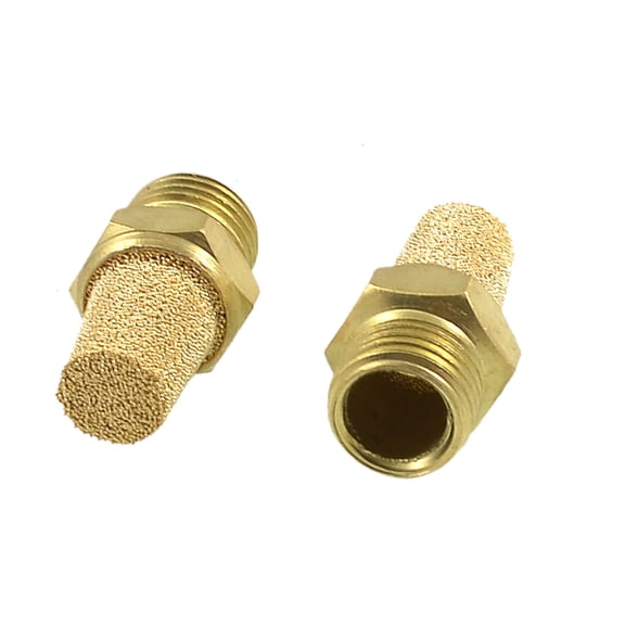 Unique Bargains 2pcs 1/4" PT Male Thread Brass Pneumatic Valve Muffler Silencers