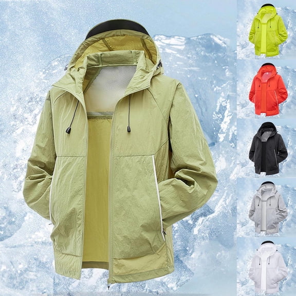 Daiosportswear Men’S Sun Protection Jacket Lightweight Full Zip Hoodie Long Sleeve Sun Shirt for Fishing Hiking Outdoor with Pocket White XL