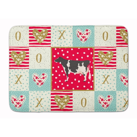 Carolines Treasures CK5249RUG Holstein Cow Love Machine Washable Memory Foam Mat Red 19 X 27" multicolor