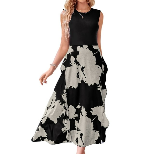 Femmes Robe Élégante Mode Irrégulière Robe Fendue Casual Simple Vacances en Bord de Mer