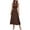 Brown, variant on ICHUANYI Women's Crew Neck Casual Sleeveless Solid Waisted Ruched Slimming Dresses With Belt Spring Summer Clothing