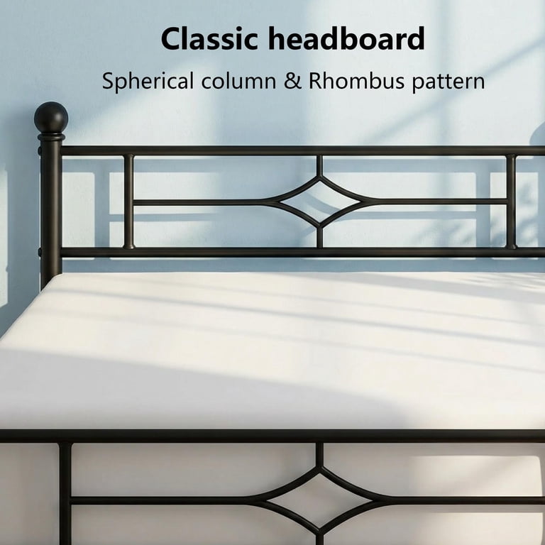 Sailvan Full Platform Bed Frame with Headboard, Black photo 2